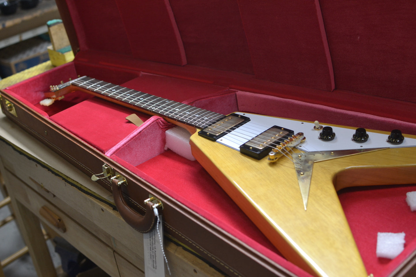 RDS Gibson Custom Shop Flying V 1958 Korina Electric Guitar - Natural