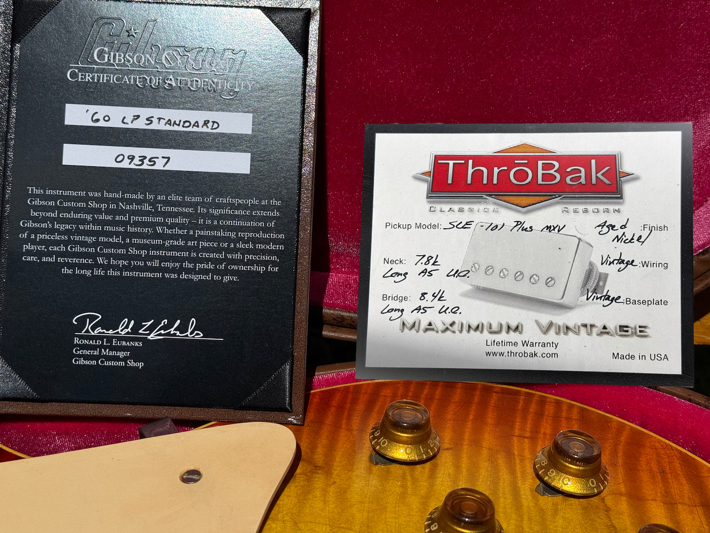 RDS Gibson Custom Shop Les Paul 1960 Reissue with Brazilian Rosewood Electric Guitar - "Jasmine" Faded Cherry